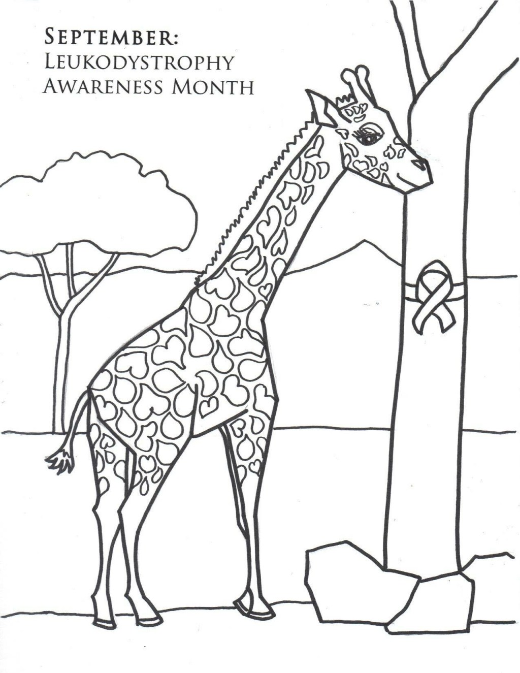 Giraffe Coloring Page for Leukodystrophy Awareness&nbsp;Month